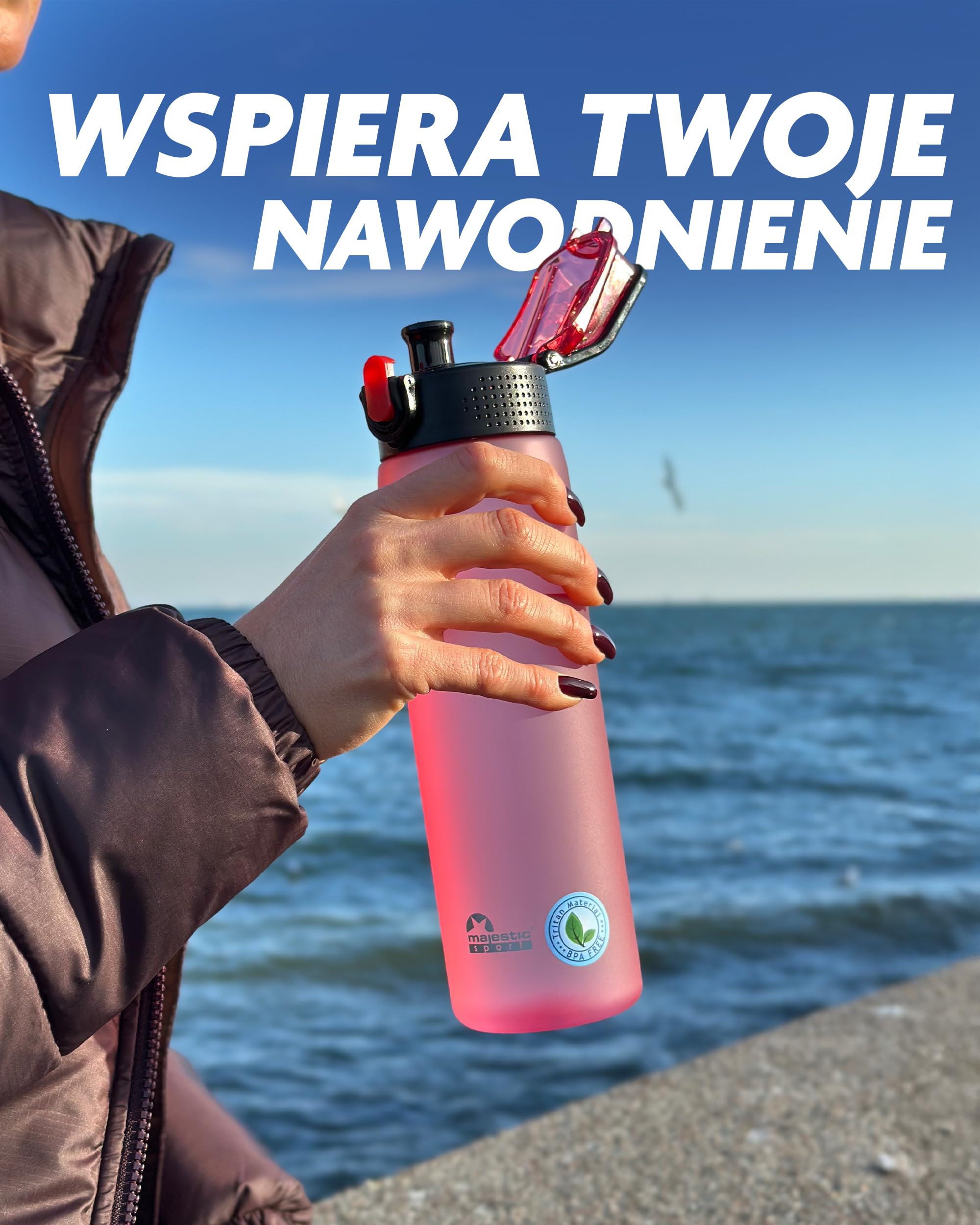 Okosei Clear Butelka na napoje, 750 ml, nie zawiera BPA, tritan, butelka sportowa, na rower, do fitnessu, lekka, odporna na uderzenia, wielokrotnego użytku, zielona