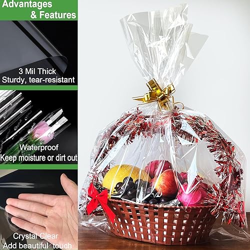 Miniatura 3 de SYOGUA Bolsas de celofán transparentes jumbo, paquete de 10 bolsas de celofán extra grandes de 40 x 55 pulgadas, bolsas de plástico grandes de