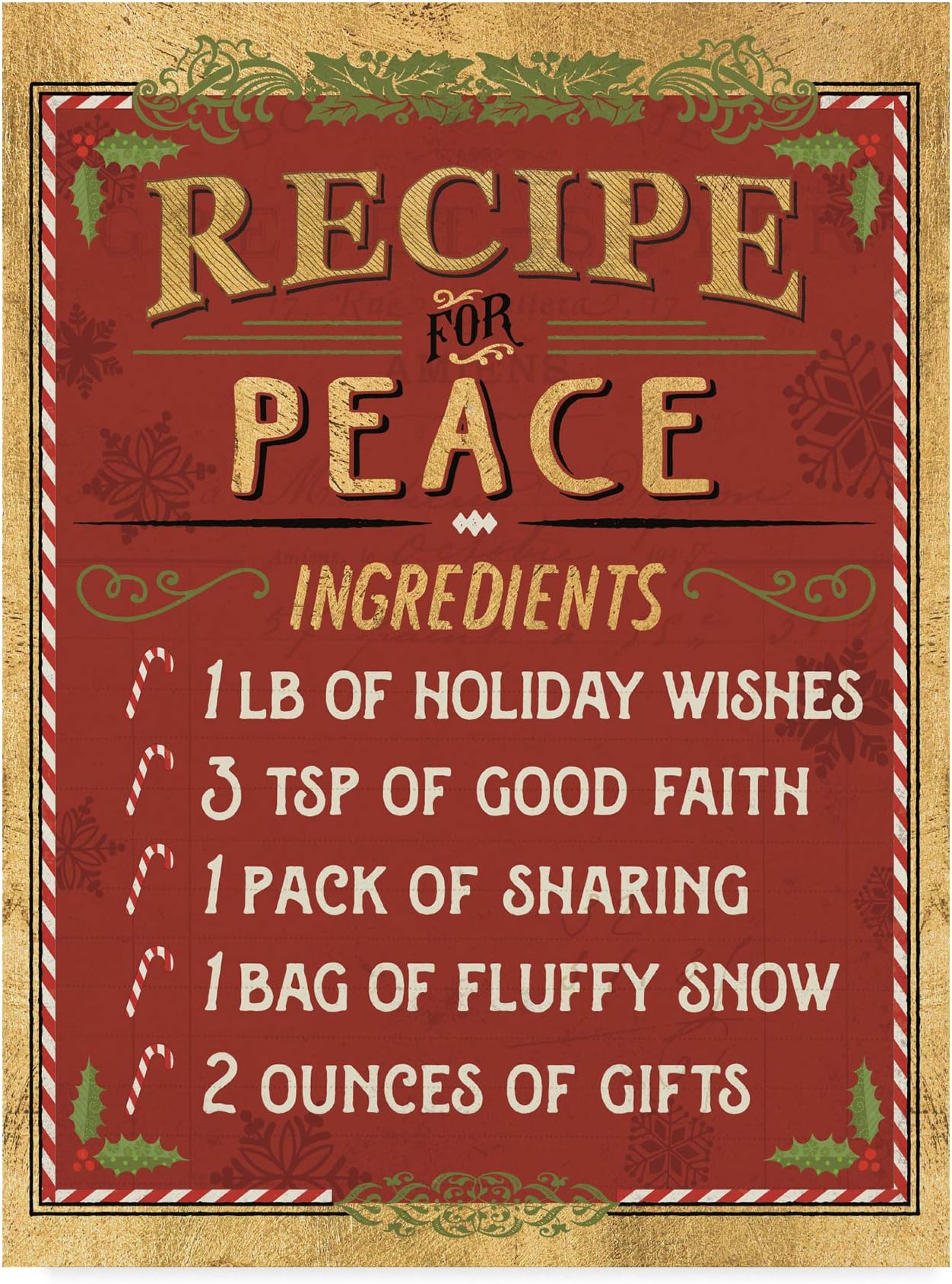 Trademark Fine Art Holiday Recipe II Gold and Red by Pela Studio, 24x32-Inch Fine Art, Multicolor