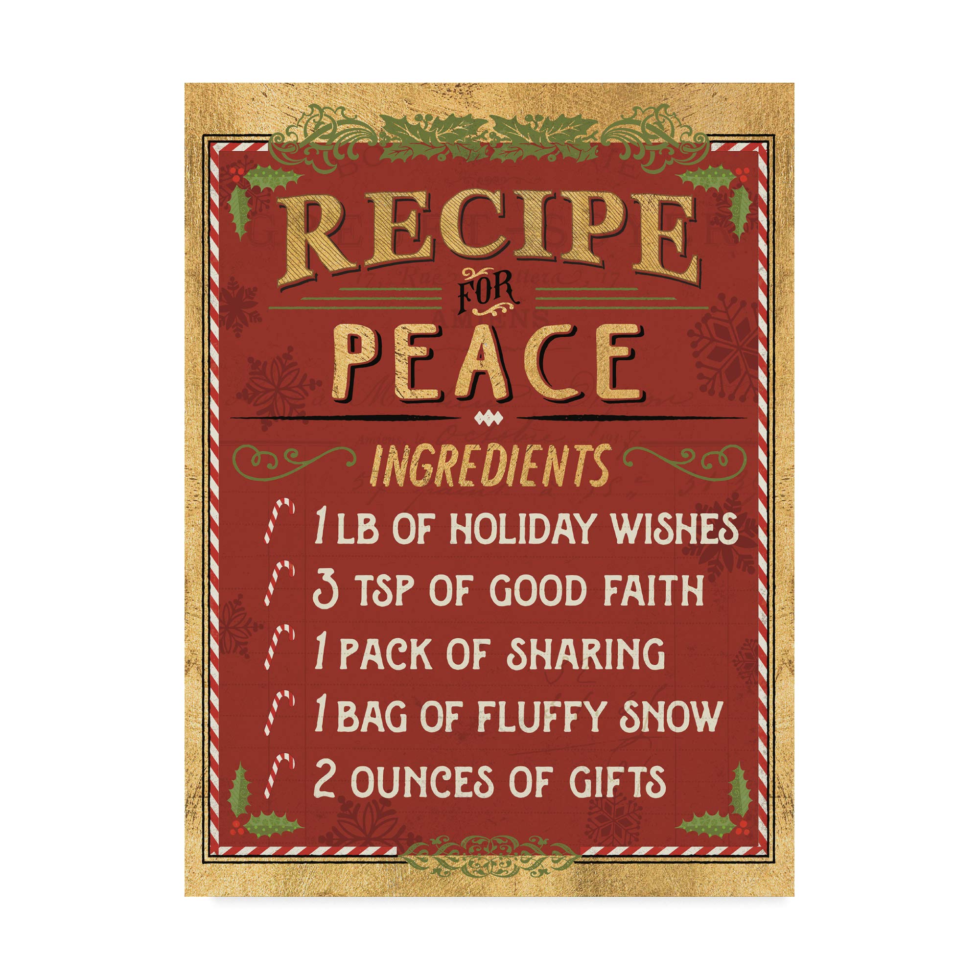 Trademark Fine Art Holiday Recipe II Gold and Red by Pela Studio, 24x32-Inch Fine Art, Multicolor