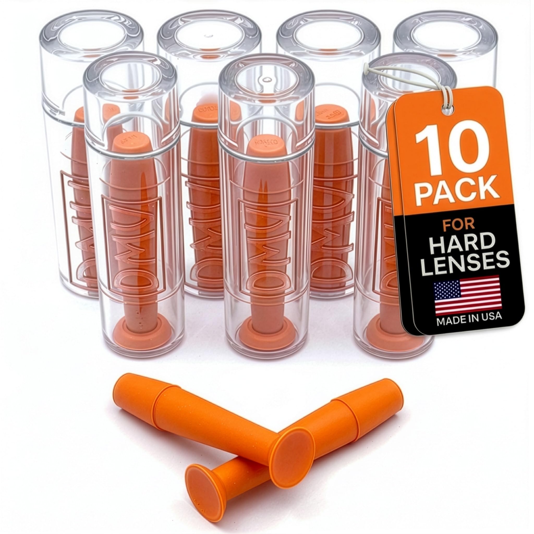 DMV Ultra Contact Lens Remover Tool Applicator Made in USA 10 Pack - Orange