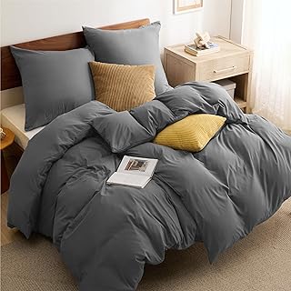 BEDSURE Bettwäsche 135x200 4teilig Anthrazit 2 Bettbezüge Kissenbezüge