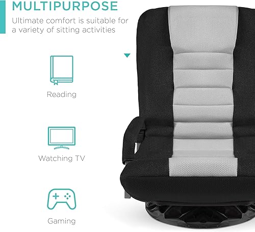 Miniatura 120 de Best Choice Products Silla giratoria para videojuegos de 360 grados, multiusos, para TV, lectura, jugar videojuegos, con soporte lumbar, asas de