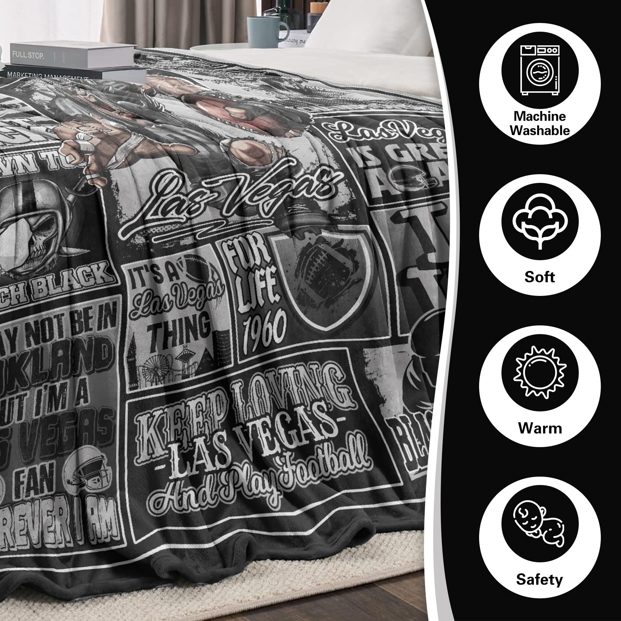 Football Throw Blanket Football Team Color 60"x50" Fan Gifts for Men Women Sport Blanket Sofa Bed Couch Living Room.