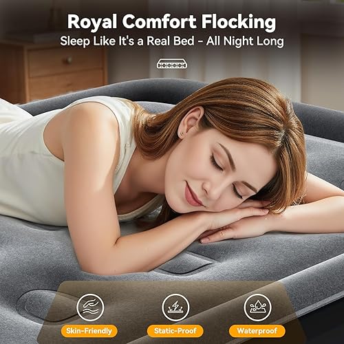 Miniatura 3 de Colchón de aire individual con bomba integrada, colchón inflable elevado de 18 pulgadas, colchón inflable en 2 minutos, colchón de aire individual