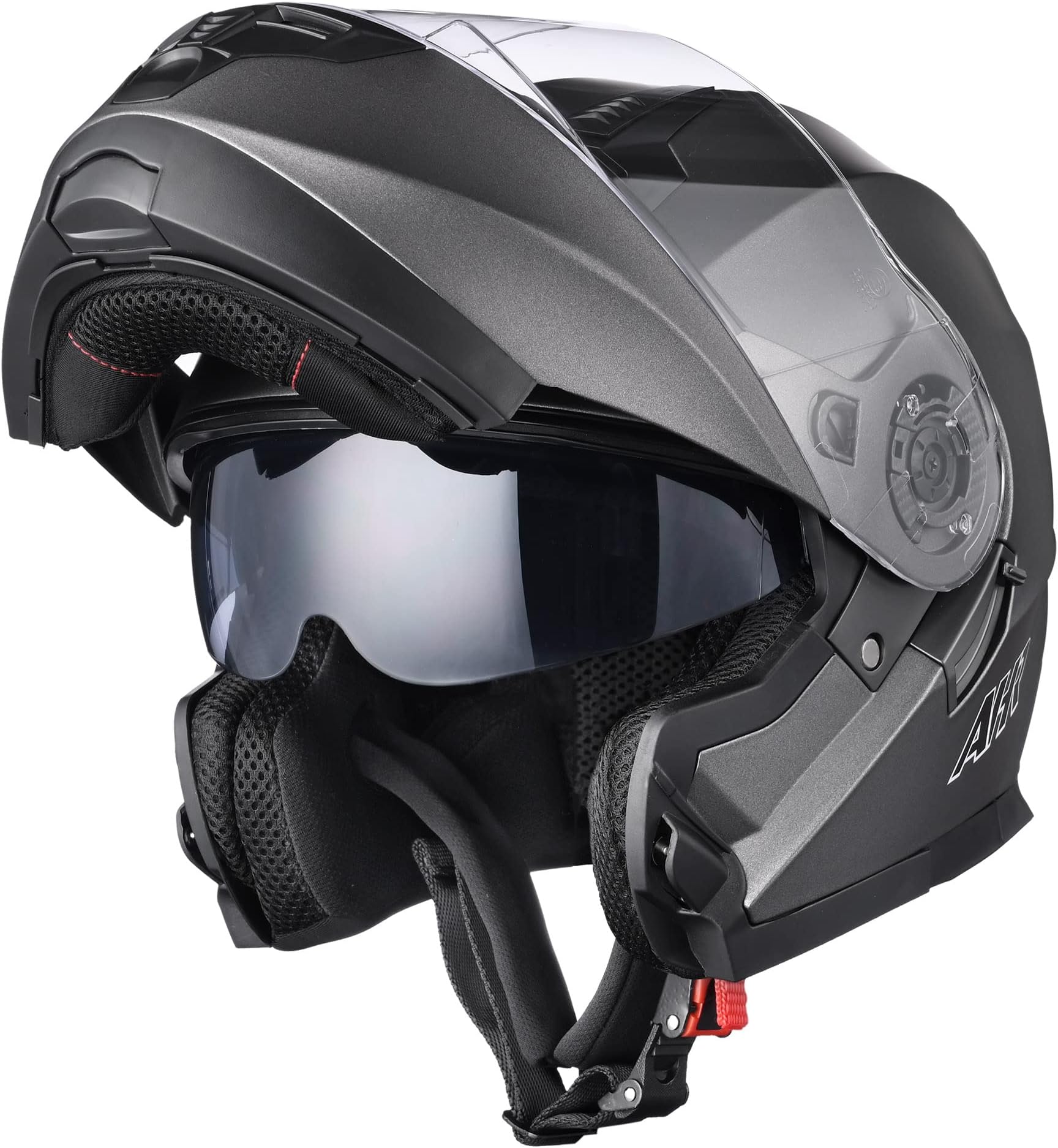AHRMotorcycle Helmet Dual Visor Modular Flip up Full Face Helmet DOT Approved - AHR Helmet Run-M1 & M3 for Adult Motorbike Street Bike Moped Racing