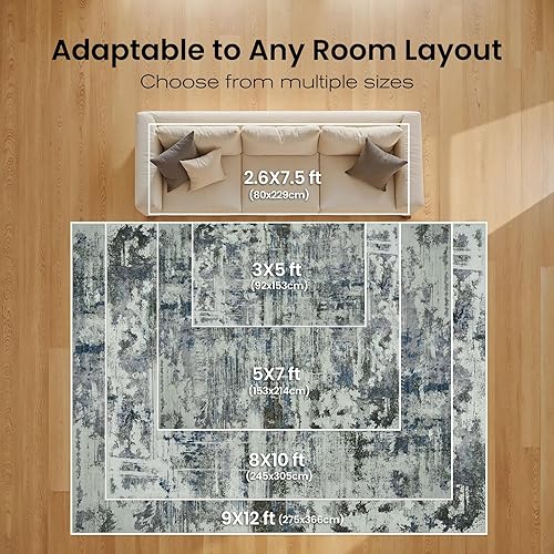 Miniatura 8 de Alfombra de área para sala de estar 3 x 5, alfombra suave y esponjosa, alfombra abstracta para dormitorio, cocina, comedor, suelo, alfombra de felpa