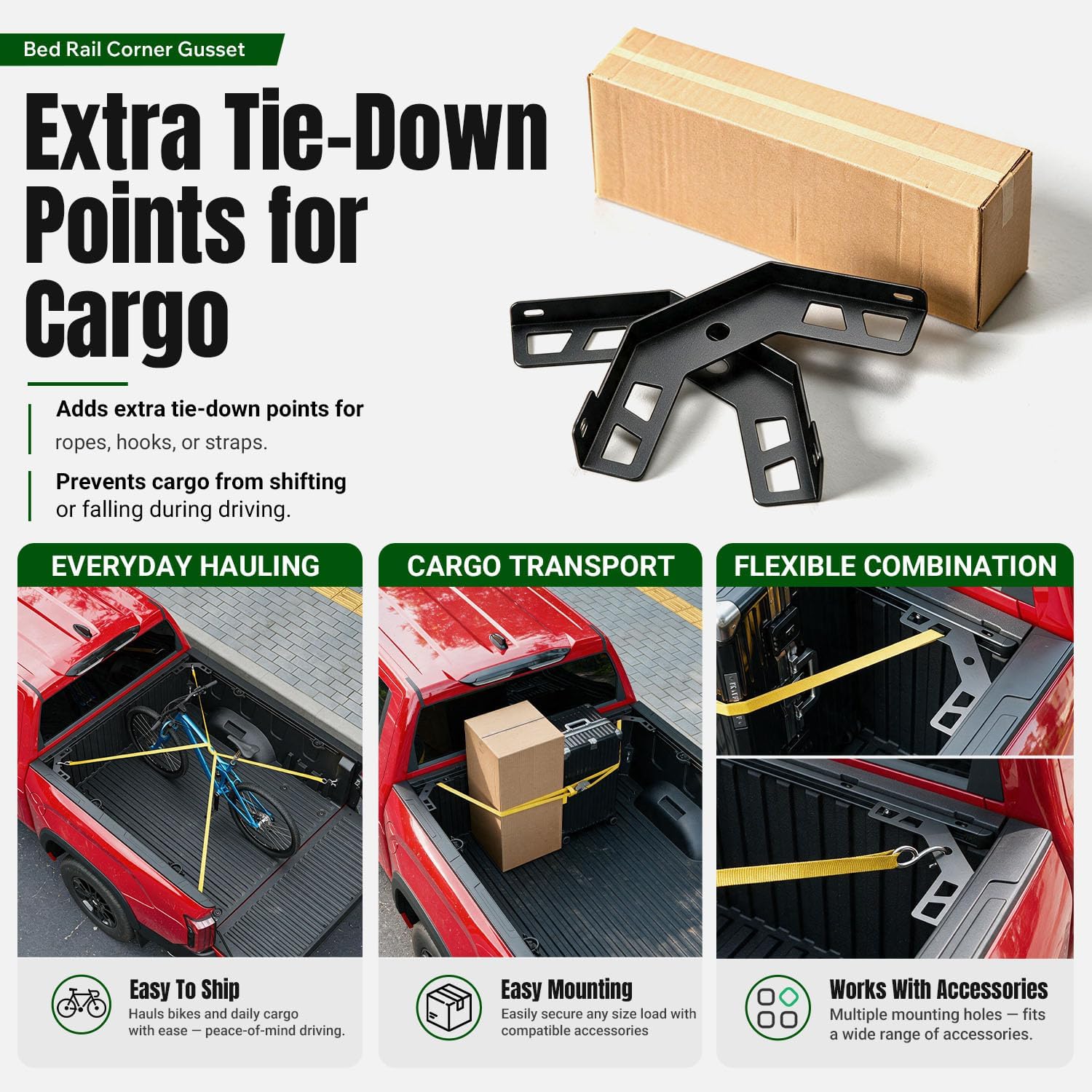 xipoqix Bed Rail Corner Gusset Compatible with 2024-2026 Toyota Tacoma