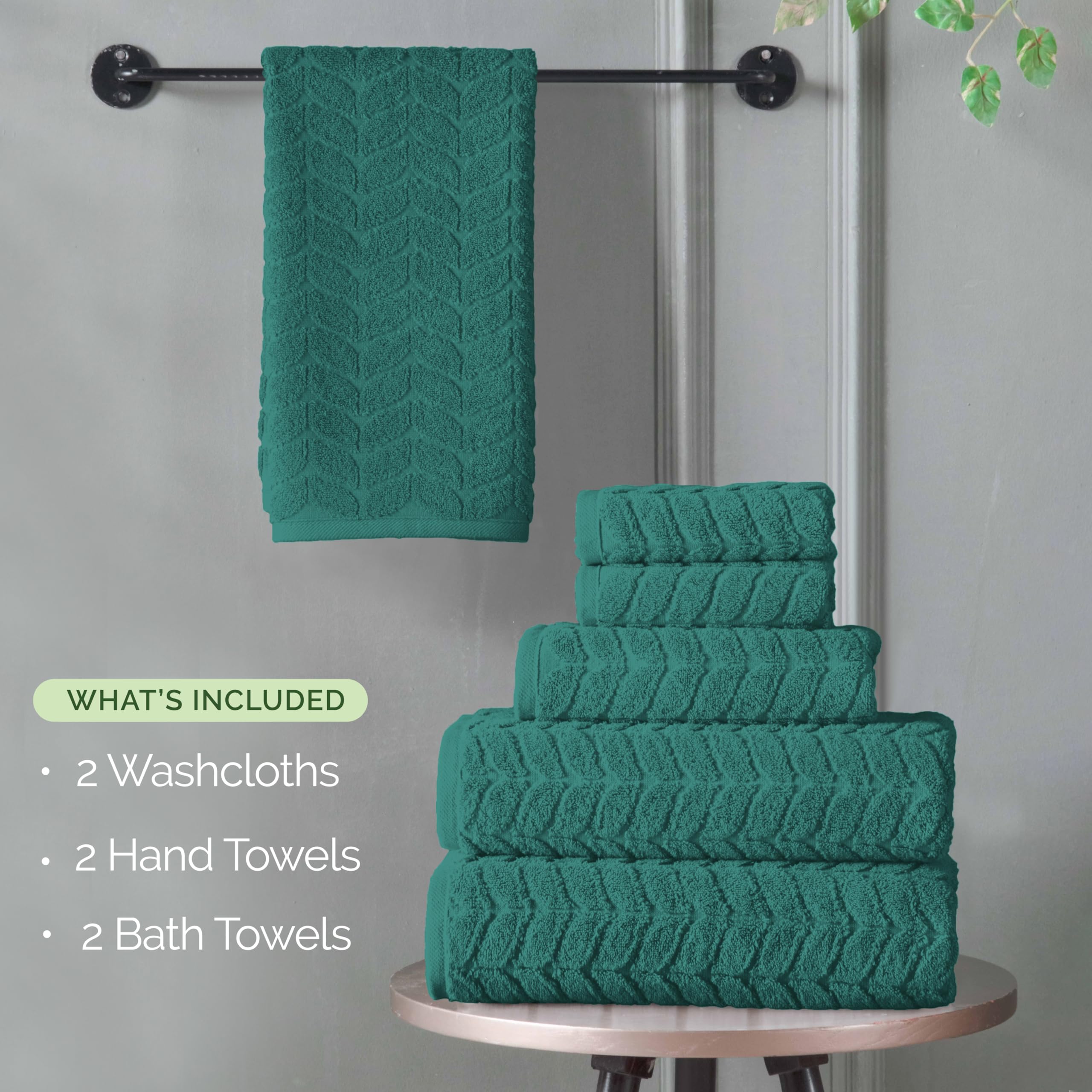 Elegant Comfort Set di 6 asciugamani di lusso in 100% cotone turco jacquard intrecciato di alta qualità alberghiera, morbidi e assorbenti, include 2 asciugamani da bagno, 2 asciugamani e 2 salviette,