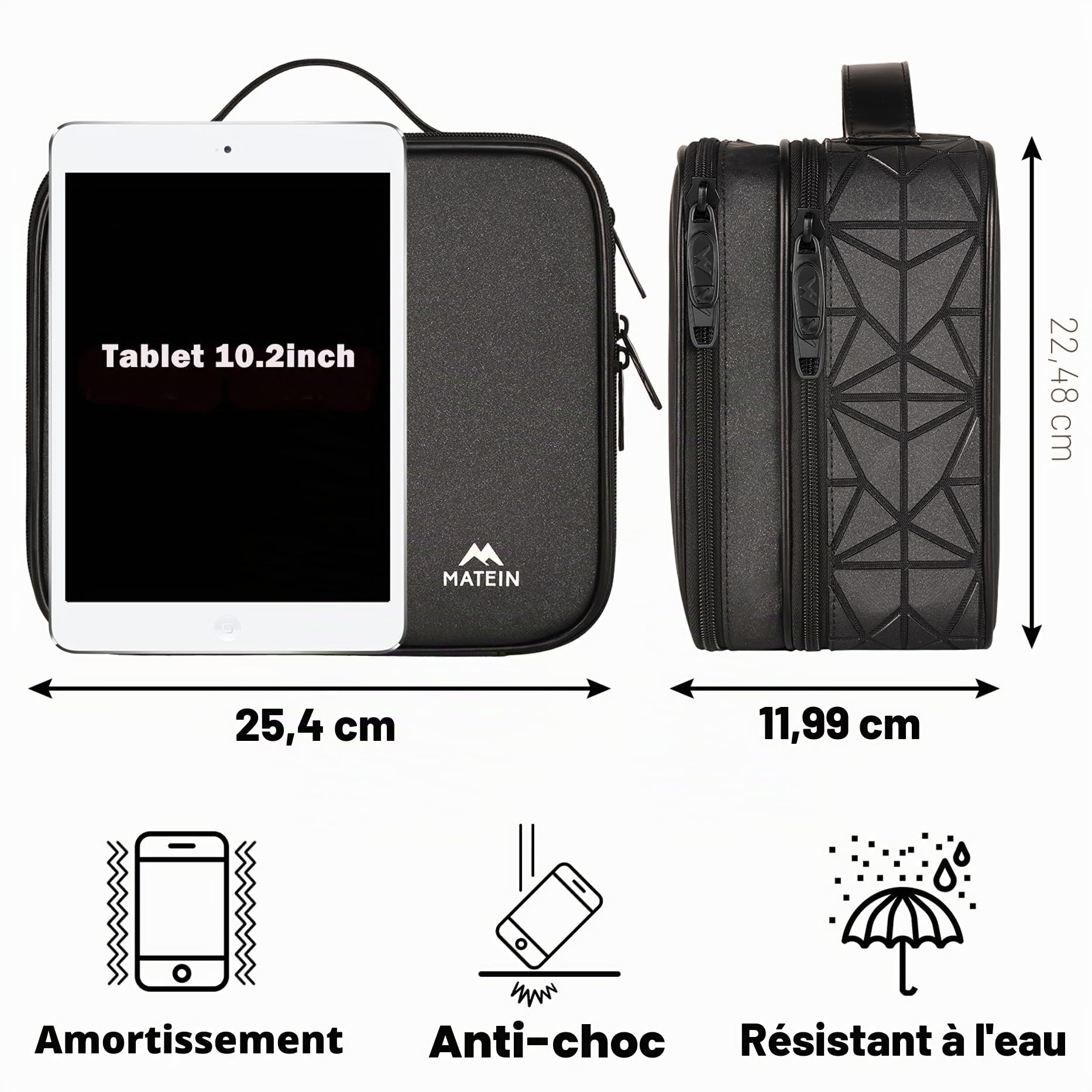 MATEIN Sac de Rangement de câbles étanche avec séparateur réglable résistant aux Chocs Portable Double Couche pour Cordon écouteurs Chargeur