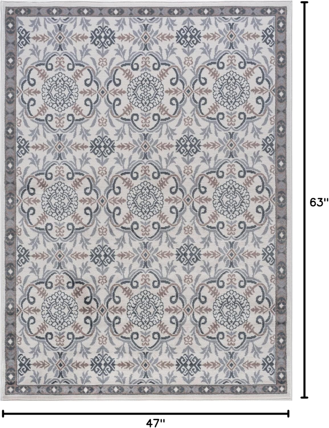Tayse Izel Cream 4x6 Area Rug - Area Rugs for Living Room Bedroom Dining Room Entryway Kitchen Bath Indoor Entry - Traditional Carpet - Alfombras para Salas | Beige, 3'11'' x 5'3''