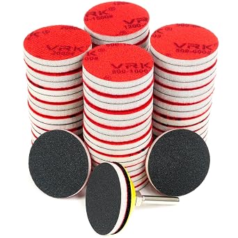 64 PCS 2 Inch Sanding Disc Pad,Hook and Loop Sanding Pads 2500 Grit Wet Dry Sponge Sandpaper with 1/4 Shank for Drill Sanding Grinder Rotary Tools Curved Surface Polishing and Sanding