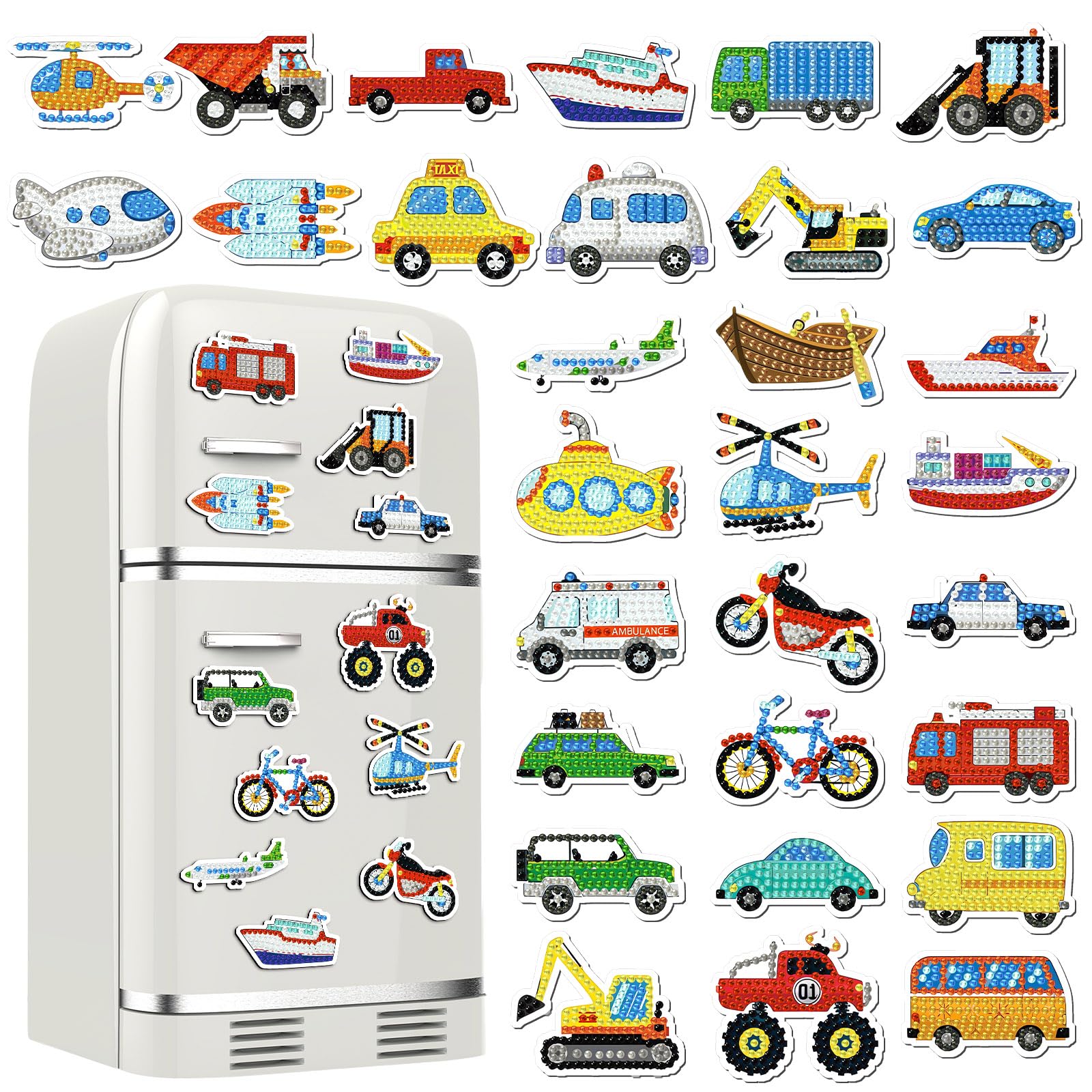 Remuuly 30 Pcs Transportation Diamond Painting Magnets Diamond Art Magnets