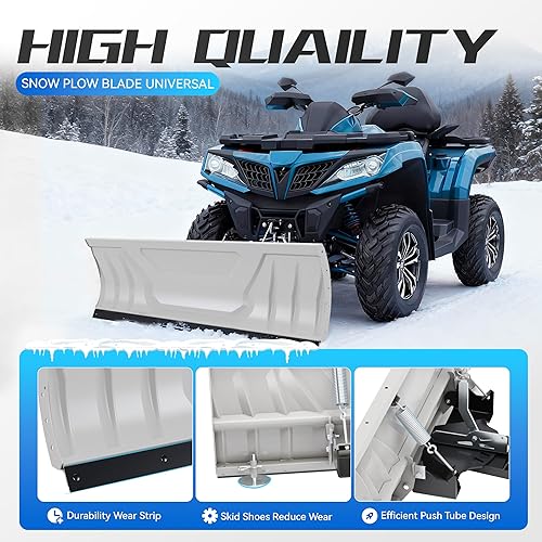 Miniatura 4 de KUAFU - Juego universal de cuchillas para barrer la nieve (48 pulgadas, acero ajustable, kit universal completo, compatible con todo-terrenos Honda,