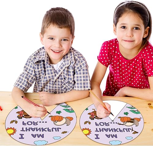 Miniatura 7 de Poen Kit de manualidades de Acción de Gracias de 24 piezas, color tuyo yo soy agradecido por rueda, kit de manualidades de pintura de Acción de