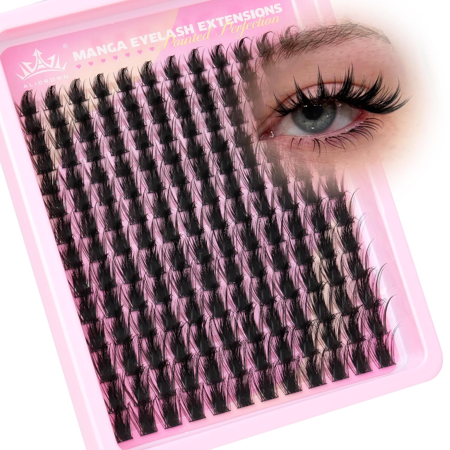Doll Lash Clusters Manga Eyelash Extensions Cosplay Spiky Individual Lashes Extensions Anime Eyelash Clusters 168Pcs 10MM-18MM Thick Natural