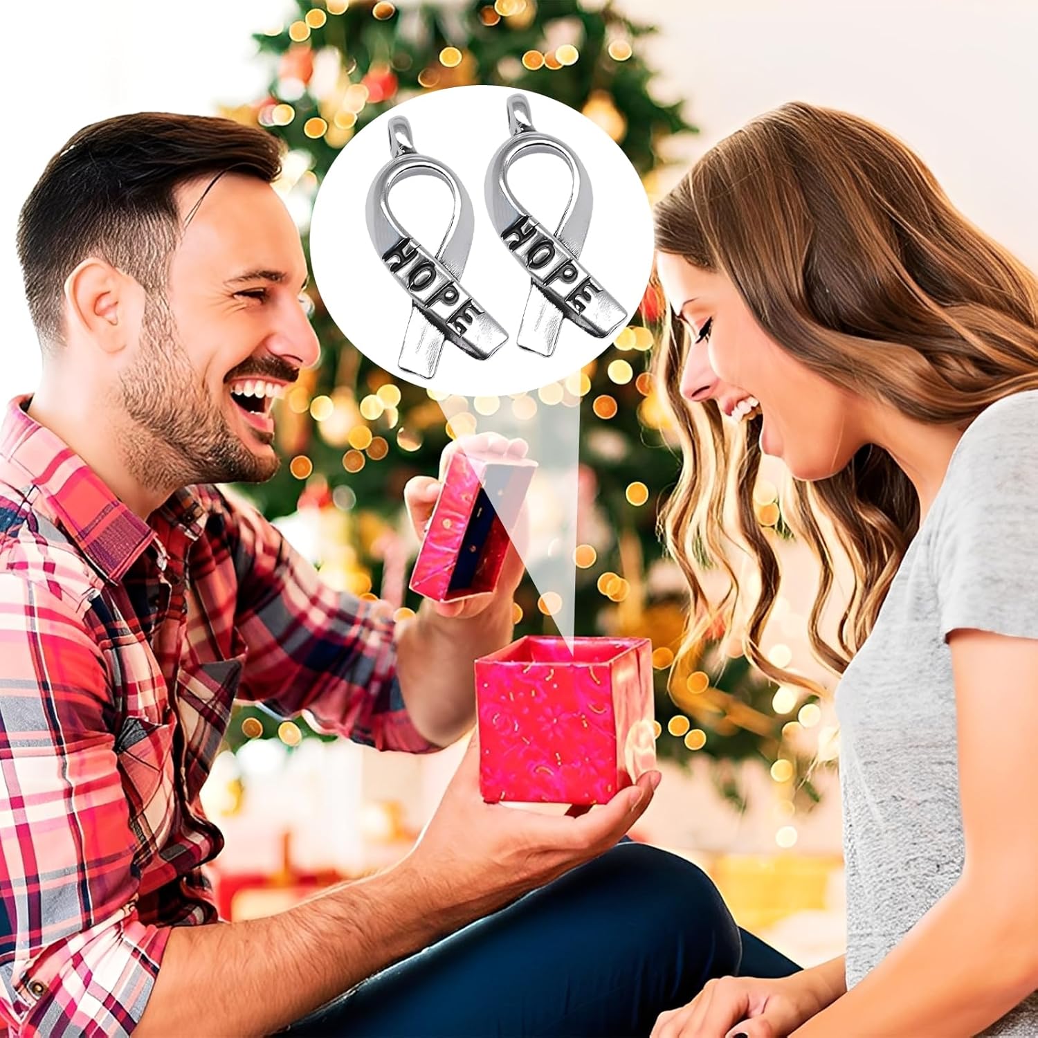 100Pcs Breast Cancer Charms, Silver Hope Ribbon Pendant Awareness Gift for Women Girls Friends, Alloy Enamel Ornaments for Bracelets Necklaces Earrings Jewelry Craft Making Accessories Charity Events - Image 6