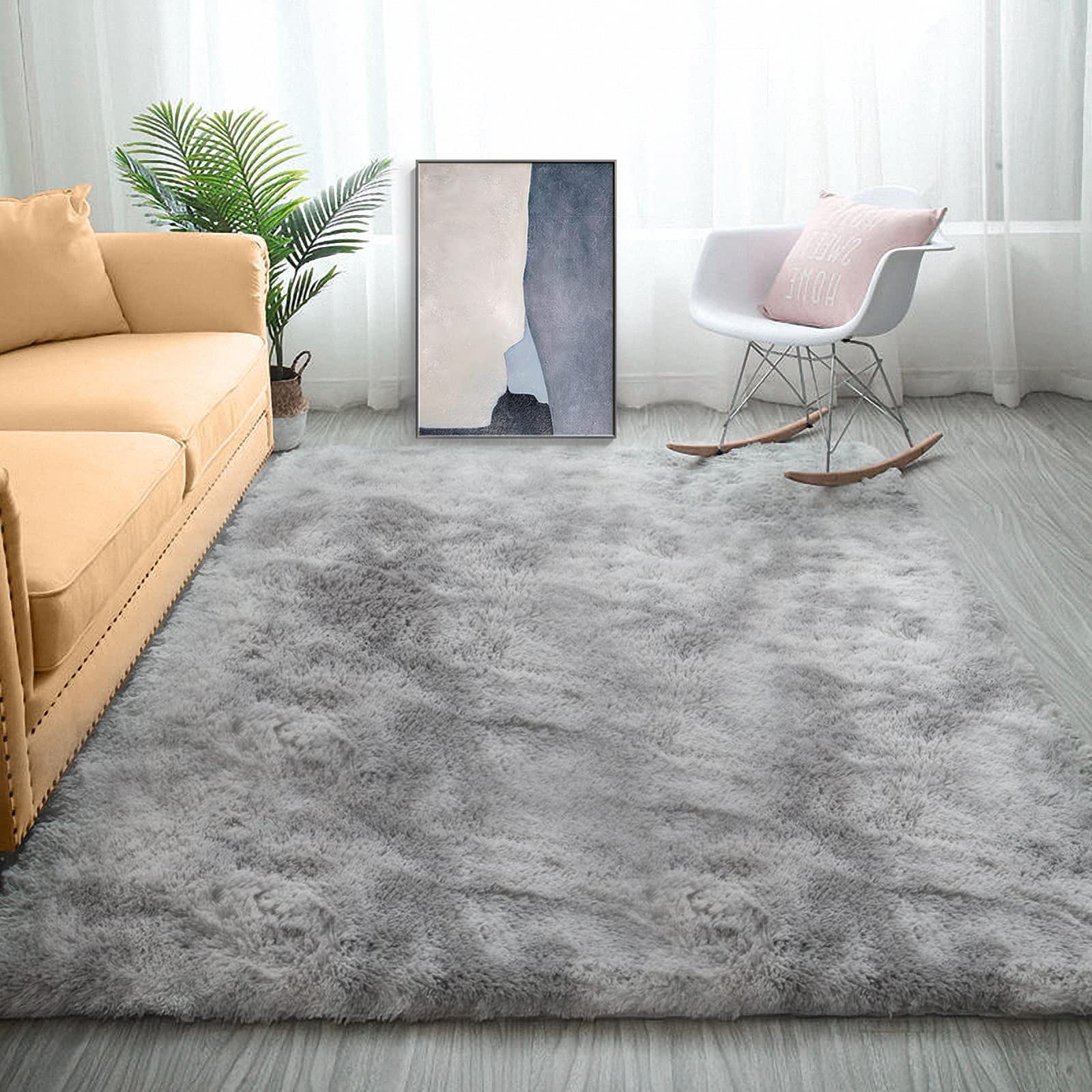 Living Room Rugs Fluffy Rug: 5x7 Rug Area Bedroom Rug Decoration Aesthetics - Grey Rug Nursery Carpet Hairy Carpet Blanket Carpet Thick Fluffy Rug Children's Rug Plush Non-Slip