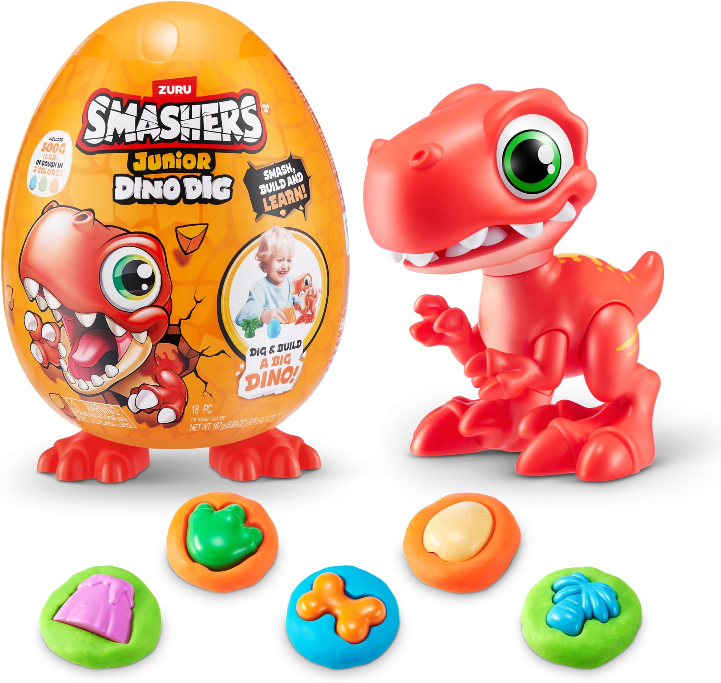 Smashers Junior Dino Dig Small Egg (Raptor) by ZURU 12+ Surprises Compounds Mold Dinosaur Preschool Toys Build Construct Sensory Play - 3 Years+