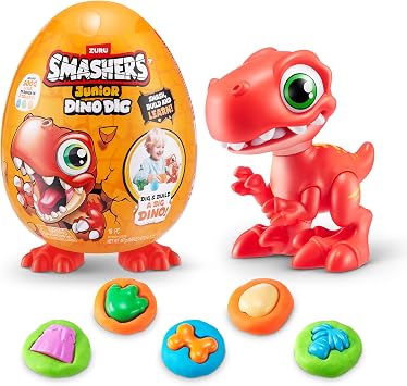 Smashers Junior Dino Dig Small Egg Raptor by ZURU 12+ Surprises Compounds Mold Dinosaur Preschool Toys Build Construct Sensory Play - 3 Years+