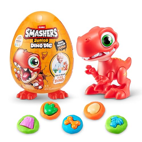 Smashers Junior Dino Dig Small Egg, Raptor, by ZURU 12+ Surprises, Dinosaur Preschool Toys, Build Construct…