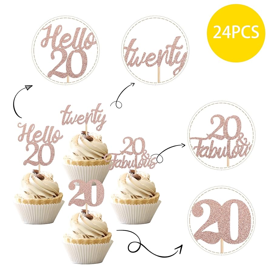 カップケーキピック Amazon.co.jp: 20歳の誕生日カップケーキトッパー Hello 20