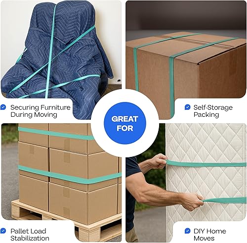 Vista 27 de IDL Packaging Bandas de goma fuertes, elásticas y flexibles de 56 pulgadas, paquete de 4, beige, elasticidad 2X, 80% goma natural, bandas