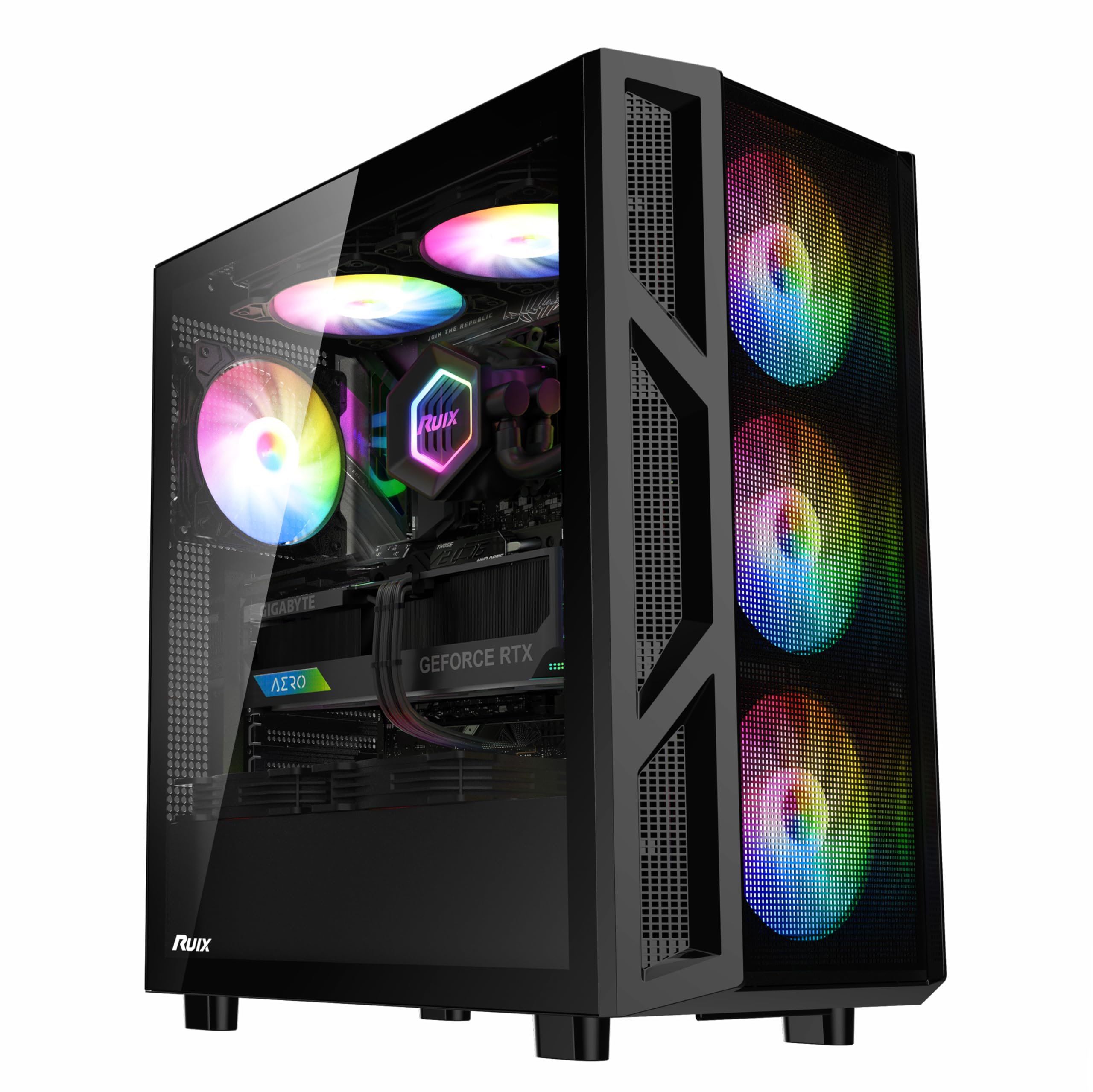 PCケース(自作PC用) pc gaming Amazon.co.jp: Pixbyto MATX PCケース ARGBファン6個付き