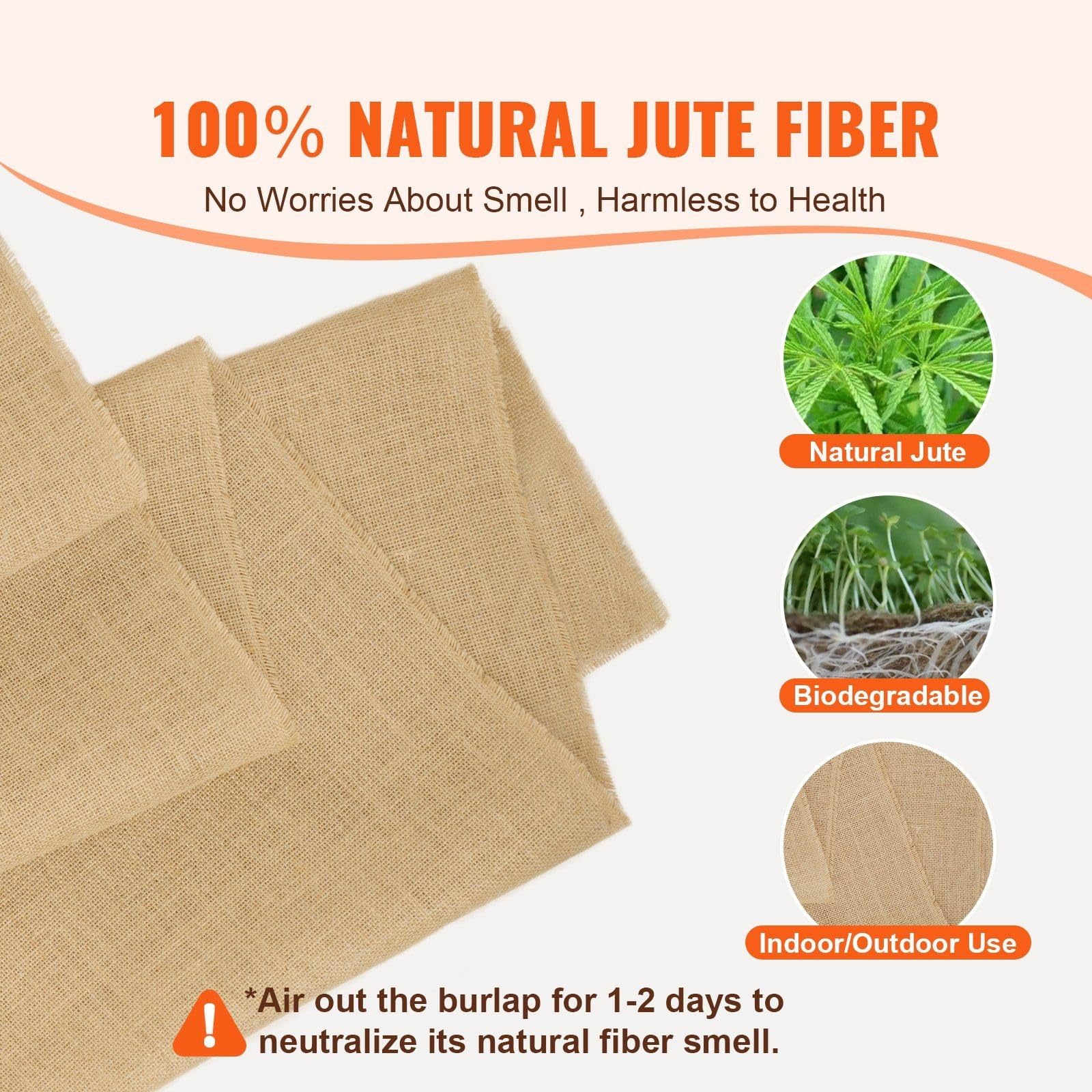 QIXINNET Natural Burlap Fabric Roll, 40 inch x 75 ft, High Density Jute Material for Garden, Crafts and Tree Protection DIY Crafts, Wedding, Garden Weed Barrier, Plants & Trees Winter Covering