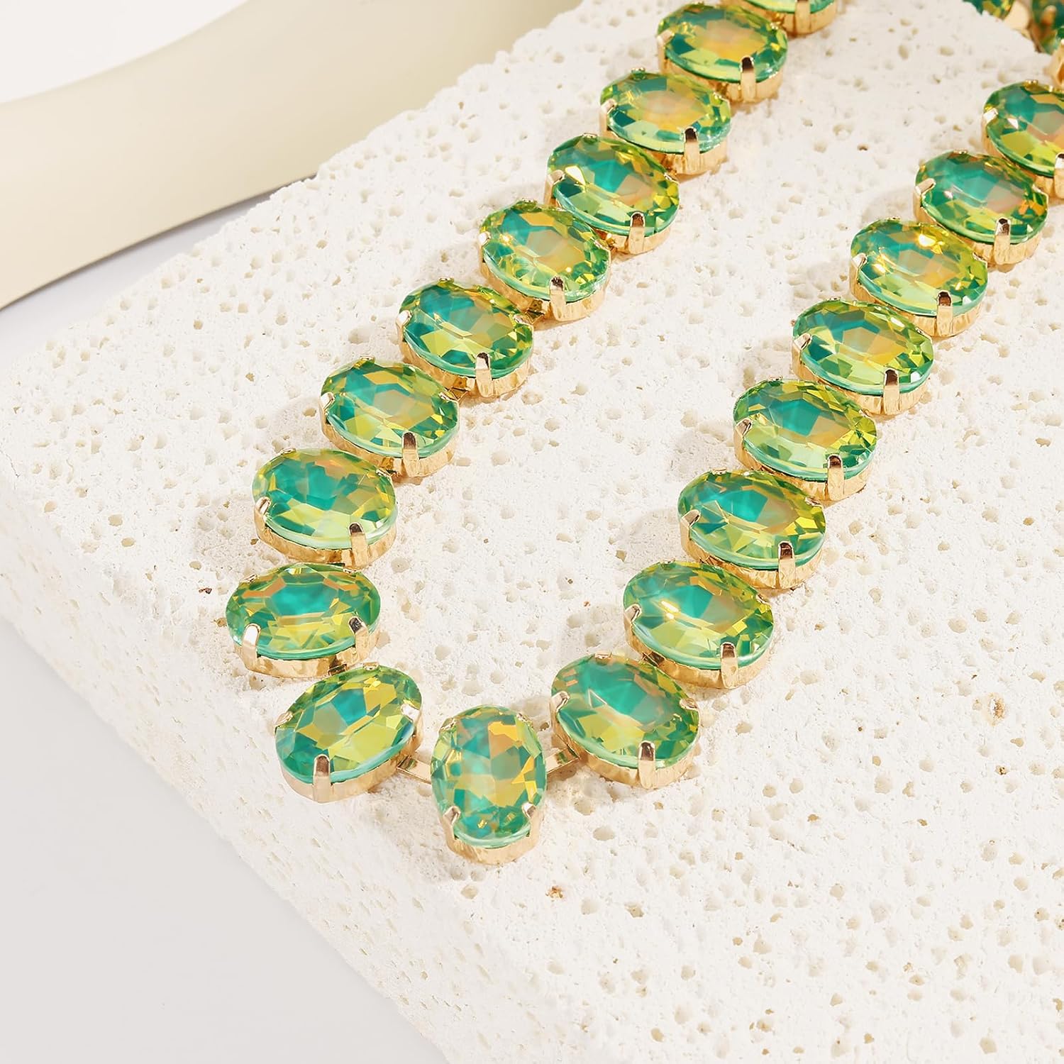 Firstmeet Oval Crystal Rhinestone Choker Collar Necklace Wedding Bridal Gift Jewelry for Women - Image 5