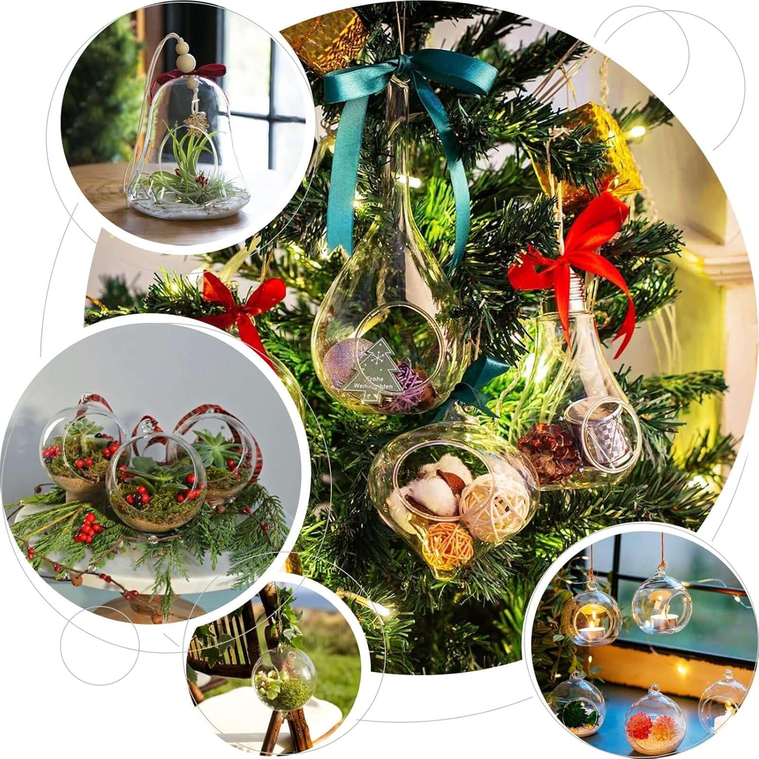 Efavormart 9" Hanging Glass Bell Terrarium - Clear Glass Succulent Planter with Natural Rope for Modern Home Decor, Wedding Centerpiece, Air Plant Display Garden Art