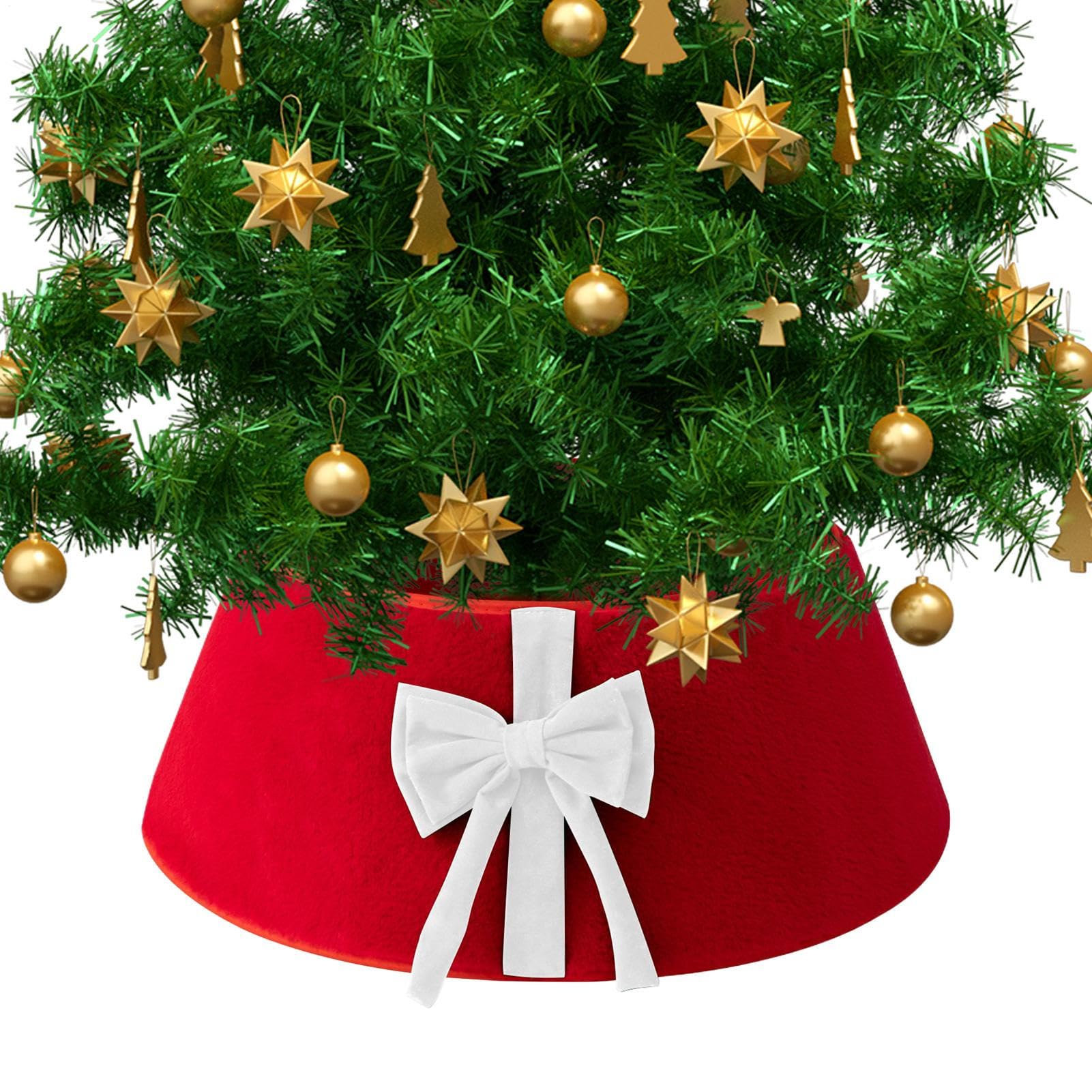 Collier pour sapin de Noël peluche pliable - Décoration base pied