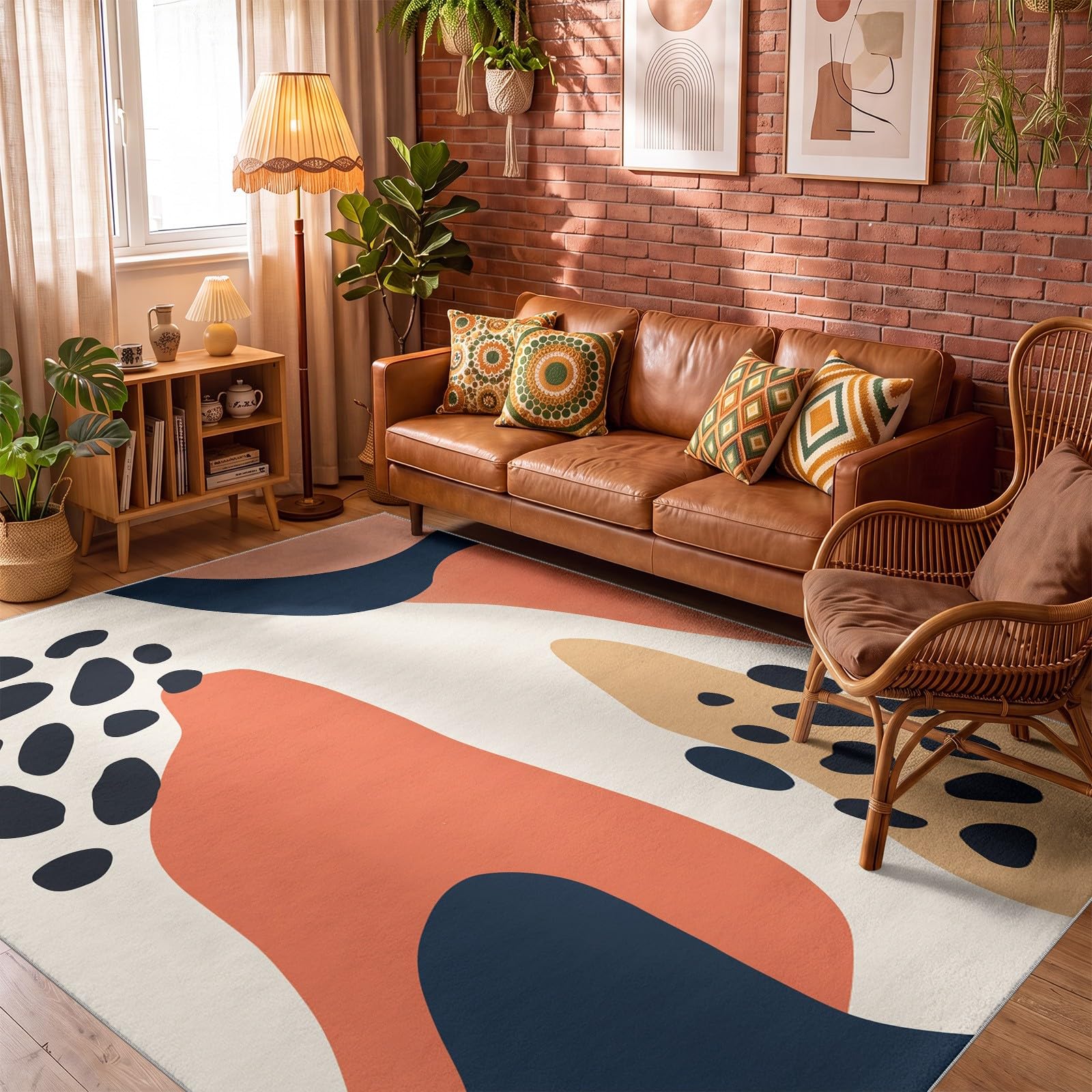 Dywan do sypialni 80 x 120 cm, nowoczesny wzór zwierzęcy, dywan z kolorowymi klockami, klasyczny abstrakcyjny nadruk 3D, dywan do salonu, nadaje się do pokoju dziecięcego, zmywalny, antypoślizgowy