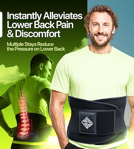 Soporte para la Espalda – Cinturón Ergonómico de Soporte para la Espalda para Mujeres y Hombres, Soporte para la Espalda de Talla Grande para Dolor
