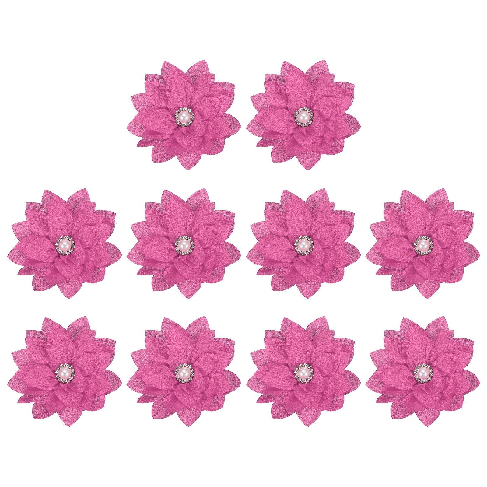 Flores de tela para broche en decoración de bodas y diademas hechas a mano rosa rojo