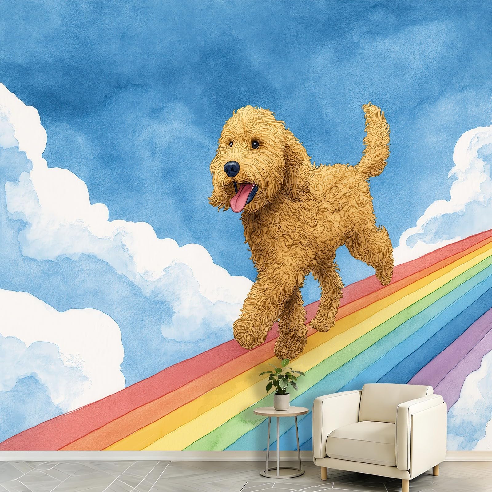 Générique Panoramiczna tapeta, uroczy pies 200 x 140 cm plakat 3D olbrzymi mural - Arcenciel Cartoon Tapeta do salonu, pokoju dziecięcego dla dorosłych i gabinetu dekoracja restauracji