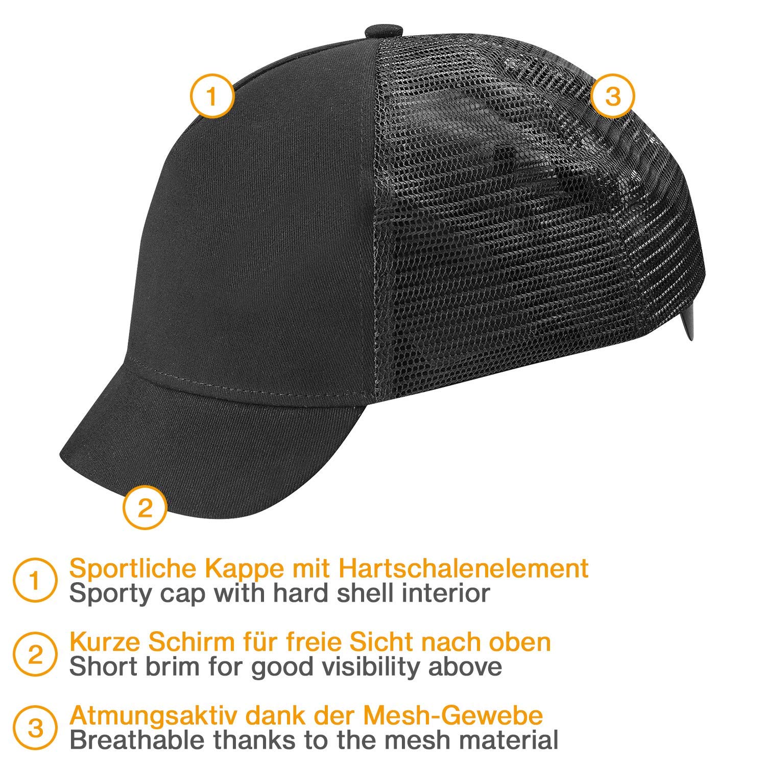 Uvex U-Cap Vent Mesh Bump Cap - Short Peak - Black - 60-63 cm 60-63 cm - Image 2