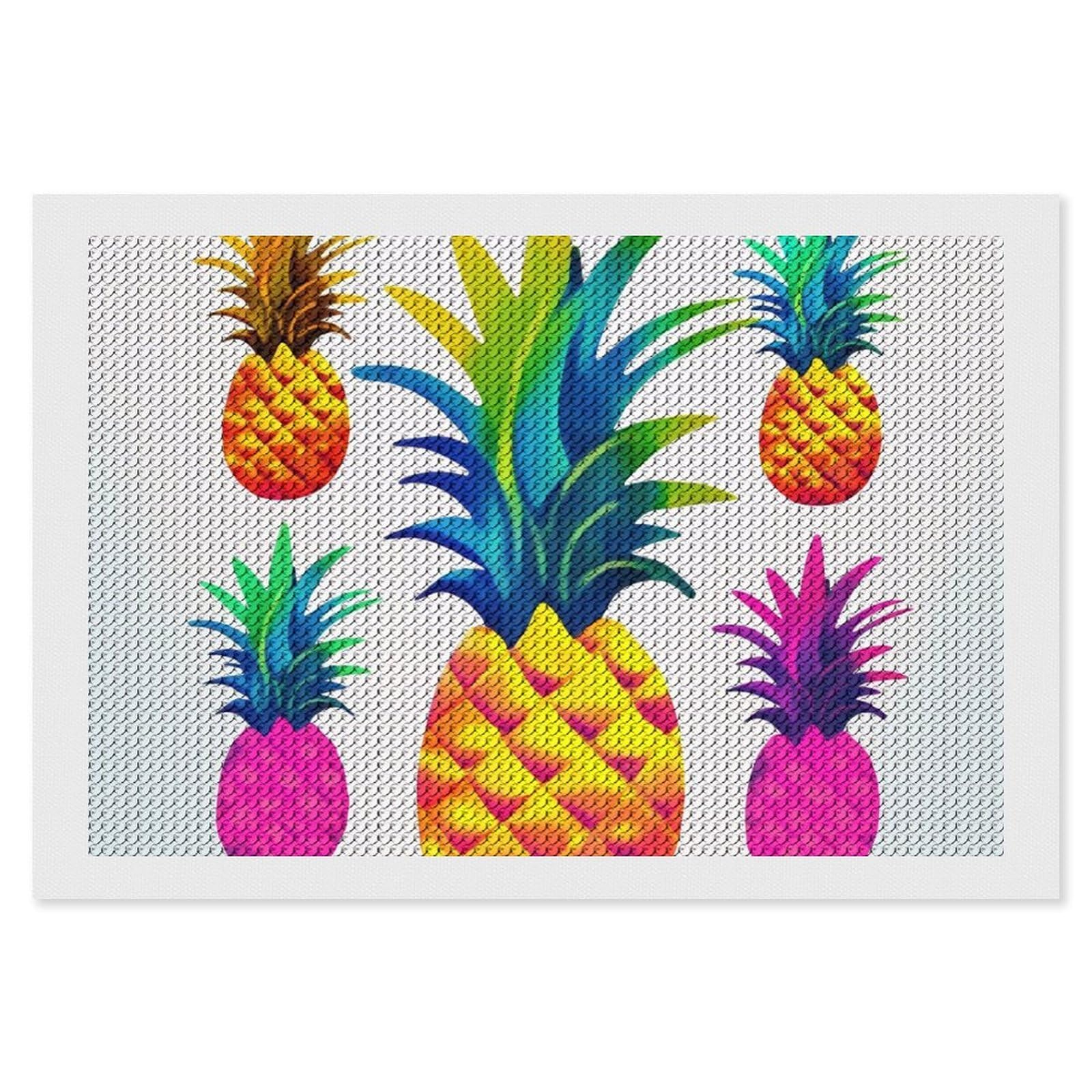Colorful Pineapple Diamond Art Kits for Adults, DIY 5D Diamonds Painting Kits for Beginner, Round Full Drill Diamond Dots Painting, 8"x12" Diamonds Pictures Gem Art and Crafts Wall Decor