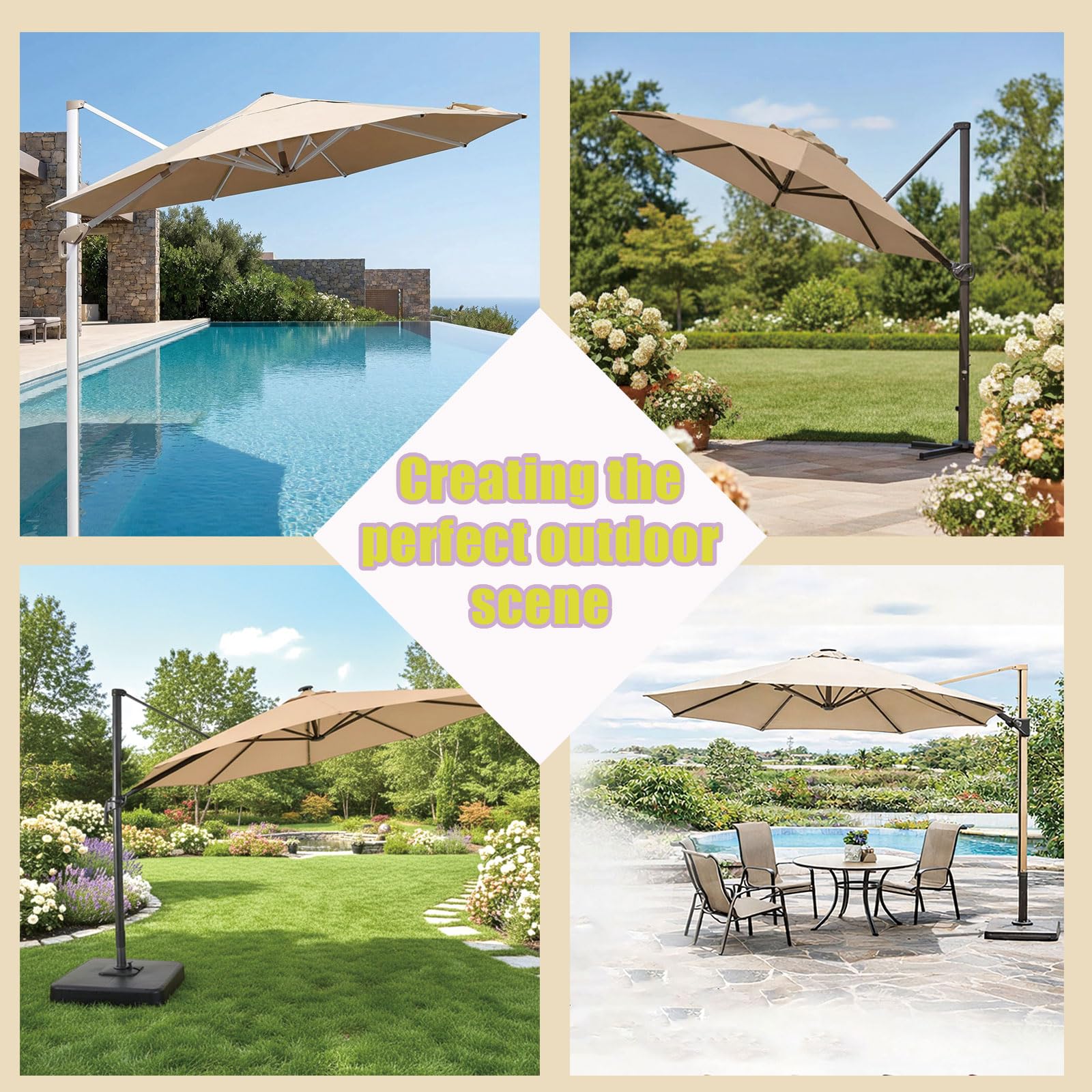 Générique toile de remplacement pour parasols avec bras déporté