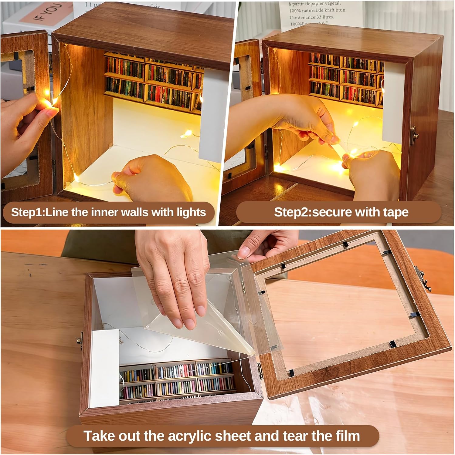 Lighted Anxiety Bookshelf with 200 Mini Books – Mini Bookshelf with Light & Piano,Piano Themed Gifts for Piano Player,Recital Gifts for Girls,for Book Shelf Decor