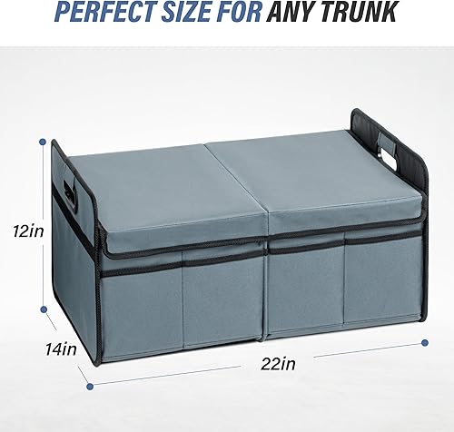 Miniatura 10 de Simple Deluxe Organizador de maletero para cocheSUVcamión, caja de almacenamiento plegable con 2 compartimentos de 50 litros con 5 bolsillos,