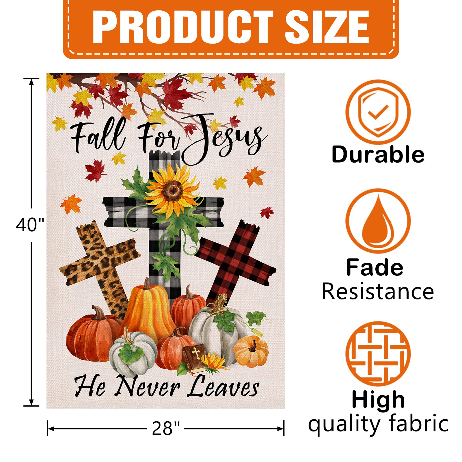 DECORLUXES Herbst-Flagge „Fall For Jesus“ – Garten- & Hausflagge Im Set