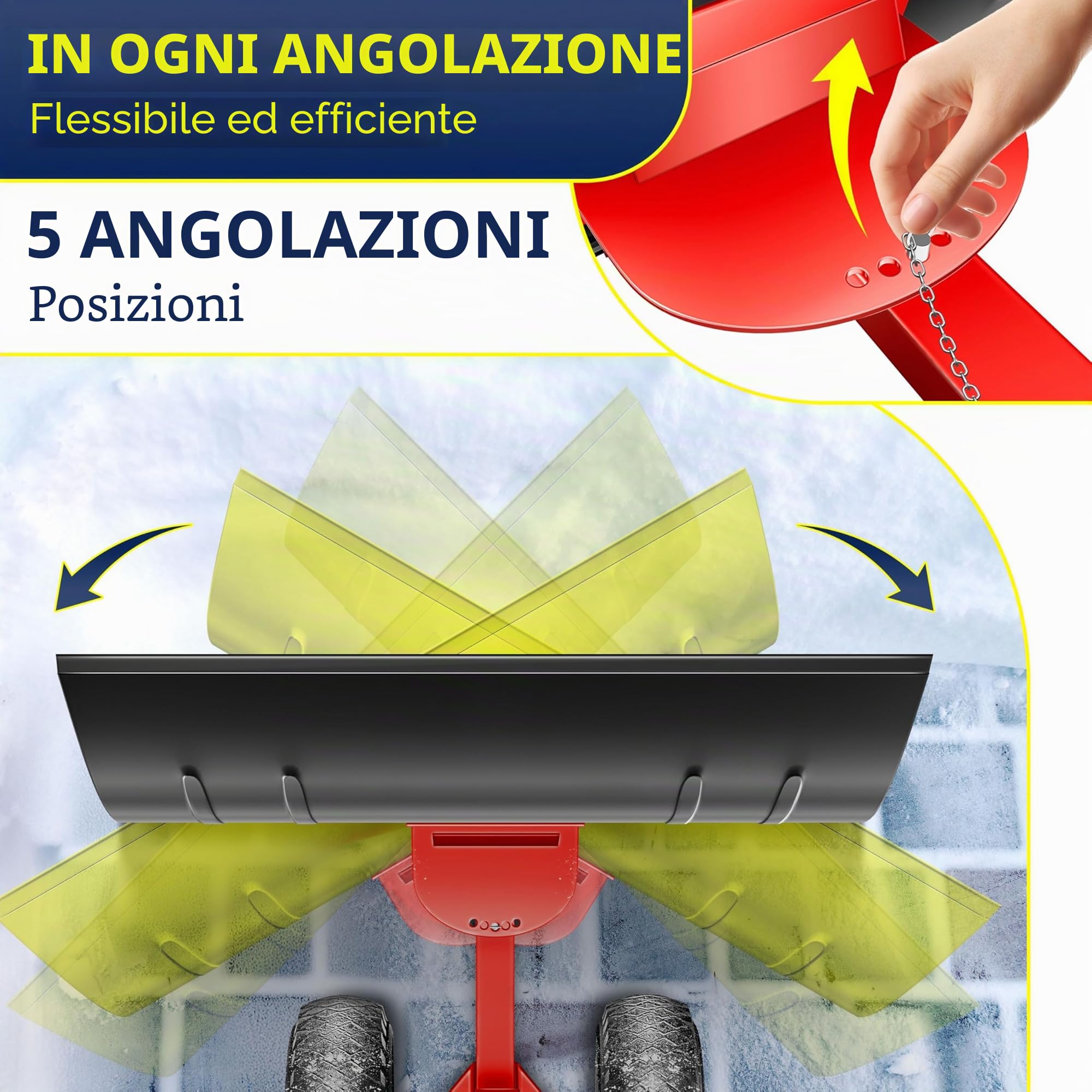 MASKO® Pala da neve su ruote regolabile in altezza – 5 posizioni, non danneggia la schiena, 75 cm, 42 cm