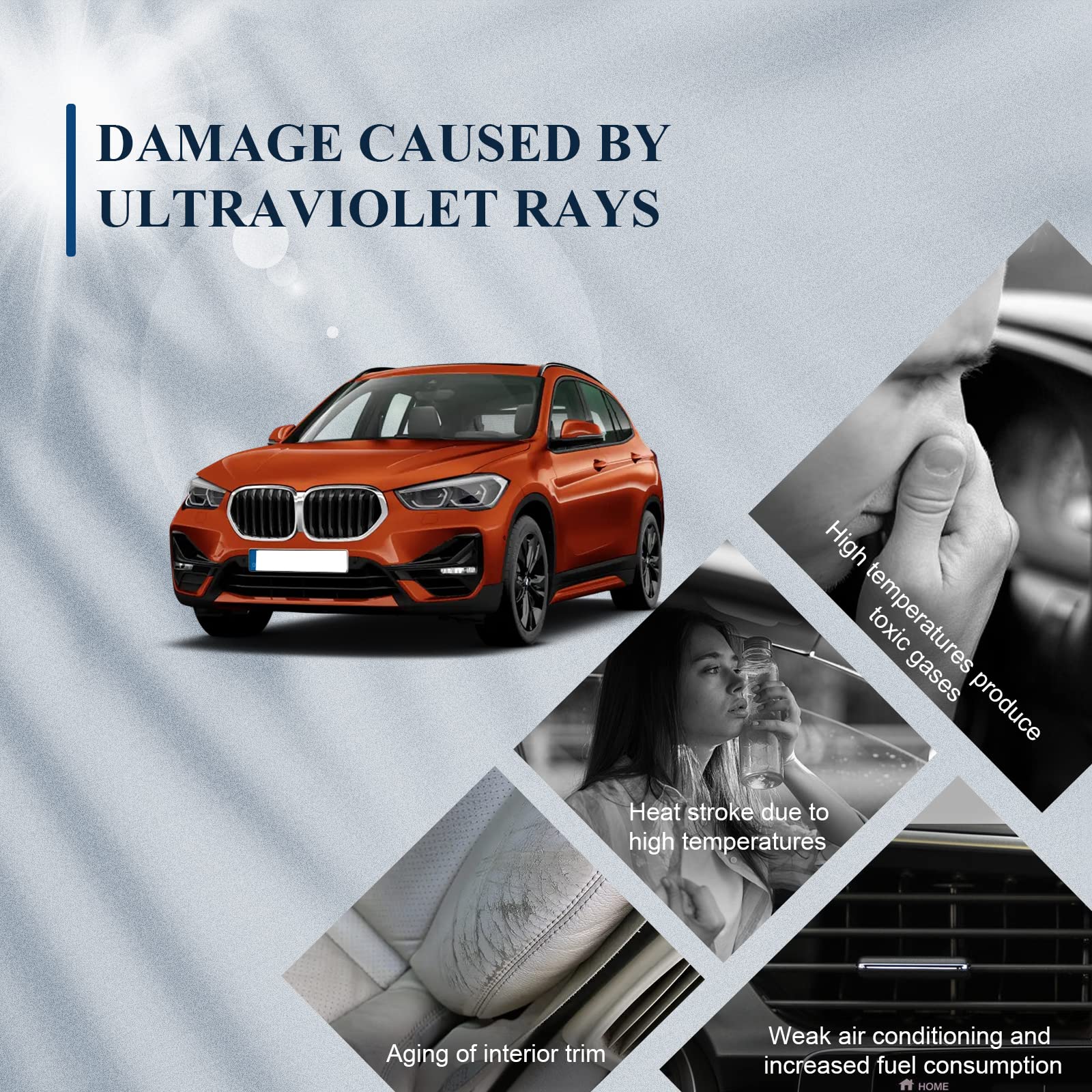 BIBIBO Housse Pare-Brise BMW X1 U11 / F48 2016-2025 - Protection Solaire Pliable Anti-UV Et Chaleur
