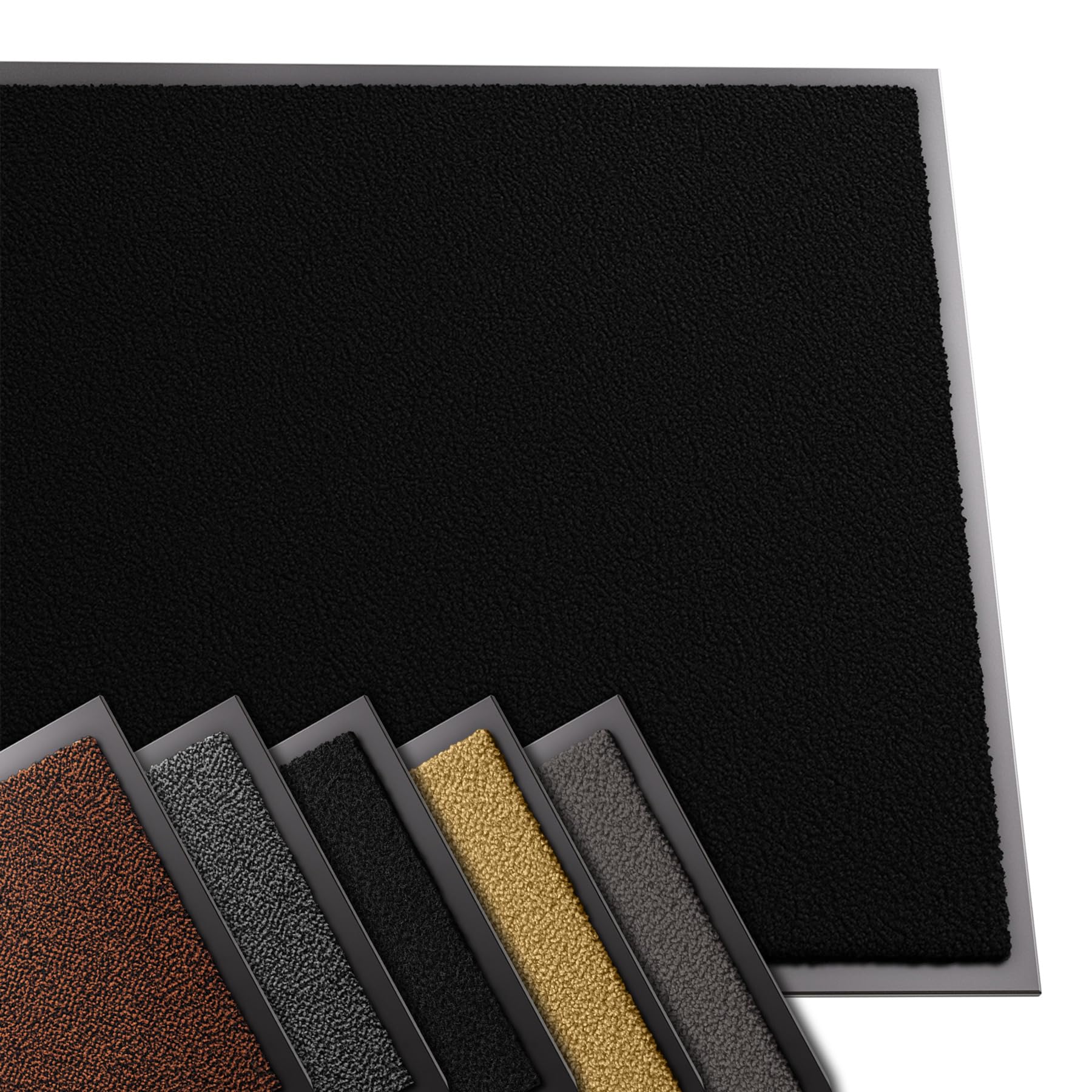 VOUNOT® Door Mats for Outdoor or Indoor, Dirt trapper, Non Slip Barrier Mat Washable Welcome Doormat Entrance Rug, Black, 90x120cm