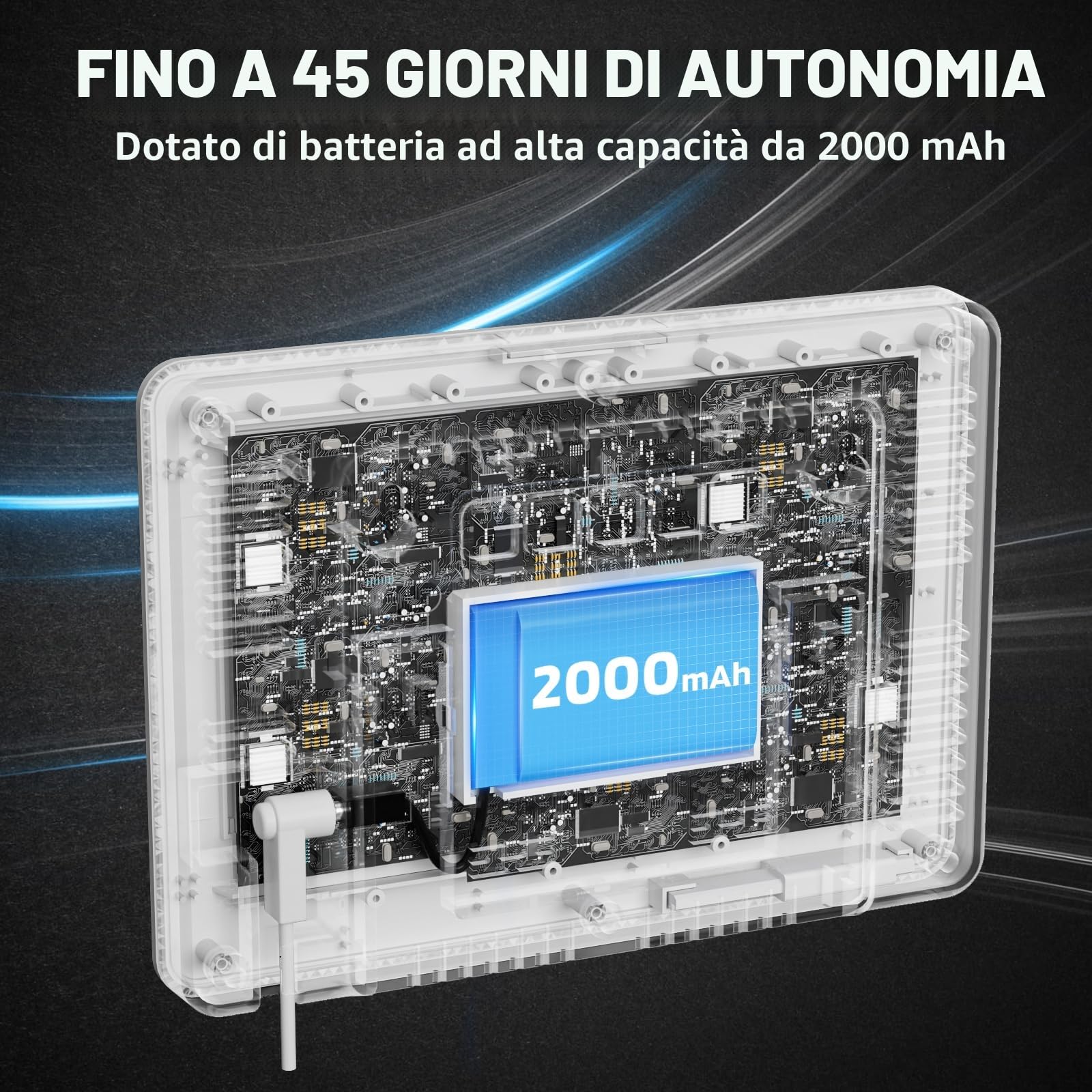Stazione meteorologica wireless Raddy WM6 con sensore remoto, batteria integrata da 2000 mAh, barometro, orologio DCF, previsioni meteo, avviso rischio muffa, display a colori per interni ed esterni