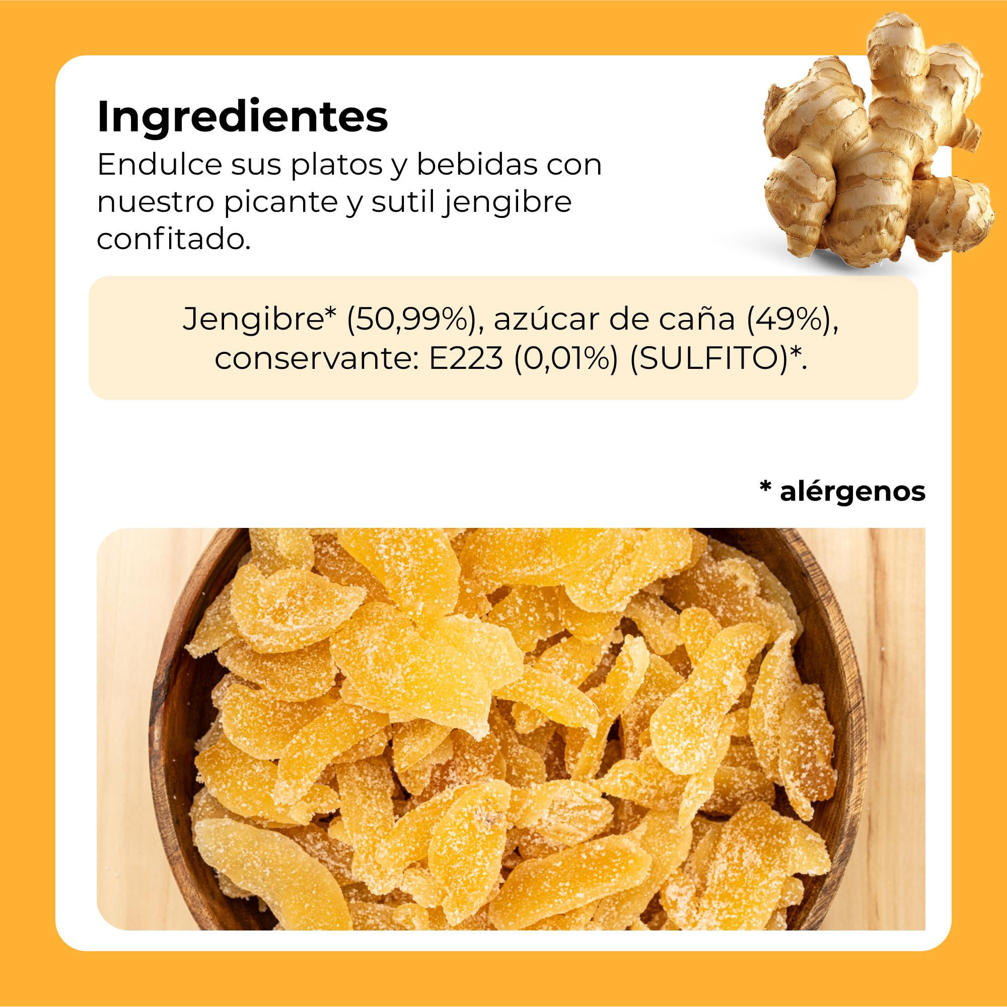 Jengibre Confitado en Trozos 1kg | Fruta Seca Deshidratada | Rodajas de Jengibre Glaseadas | Láminas Desecadas Azucaradas | Snack Dulce | IDEAL para recetas | Vegetarianos y Veganos | Dorimed
