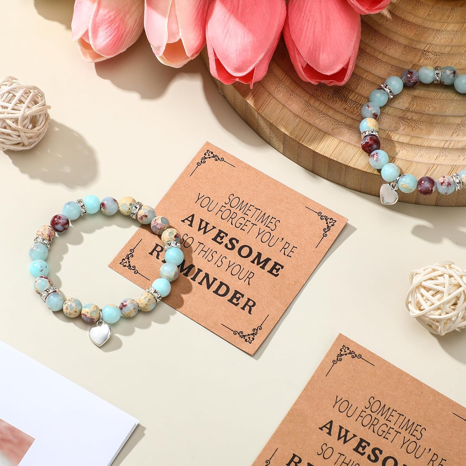 Blosssound 12 Set Valentine's Day Gifts for Coworkers Women Bracelets Inspirational Bulk Sometimes You Forget You're Awesome - Image 7