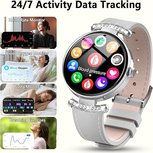 Miniatura 3 de Relojes inteligentes para mujer, Android IOS, pantalla AMOLED ultra clara de 1.2 pulgadas, rastreadores de actividad física con llamada Bluetooth