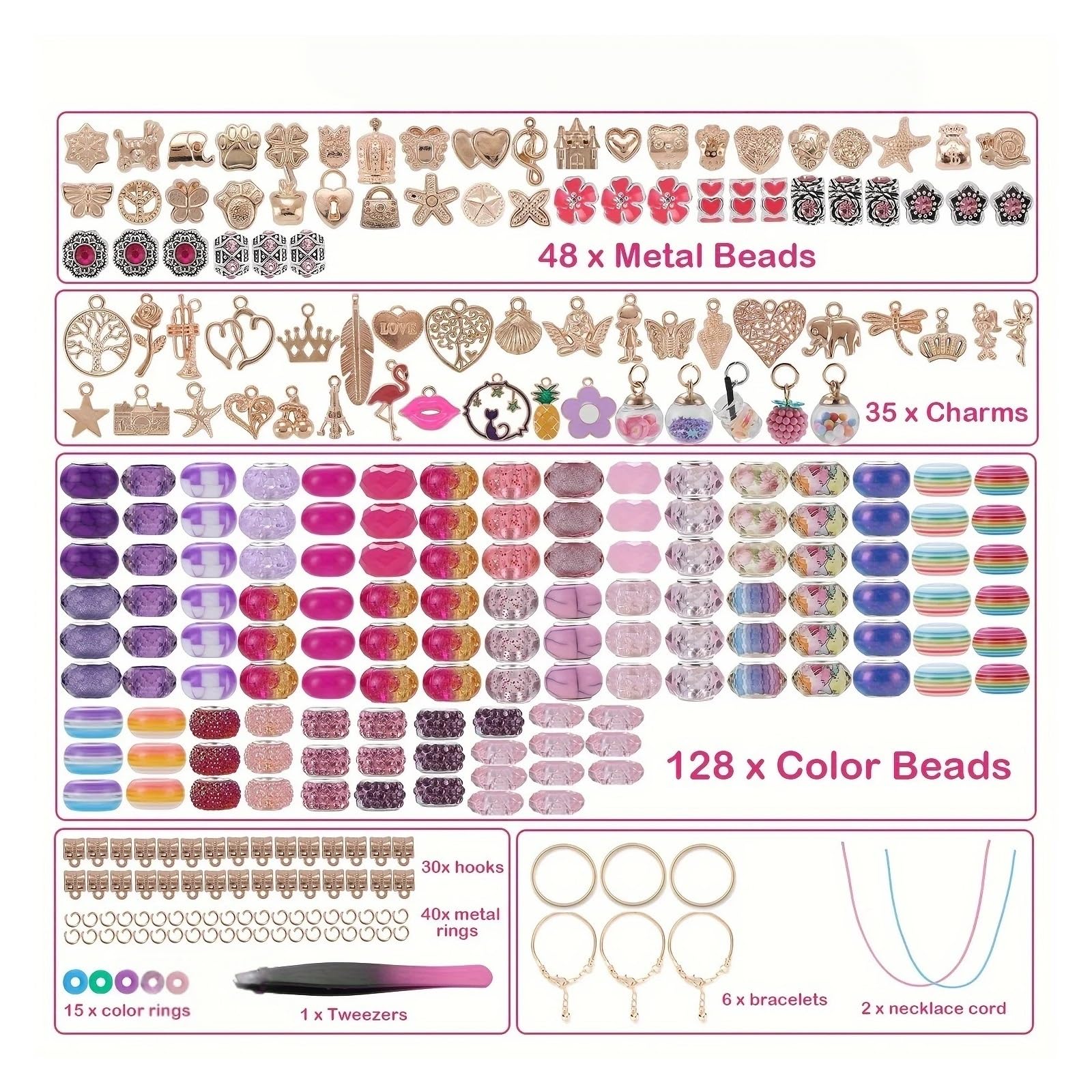 Rynzo kits de cuentas de bricolaje Kit de manualidades for pulsera con dijes 305 piezas
